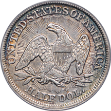 1853 "A&R" Seated Liberty half-dollar, PCGS XF-45