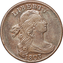 1803 (S-258) Draped Bust large-cent, VF-20, tooled, altered surfaces