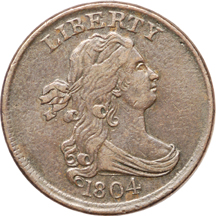 1804 (C-9) Draped Bust half-cent, VF-30