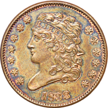 1832 and three additional half-cents, attributed