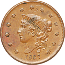 1816 and six additional Coronet large-cents, attributed