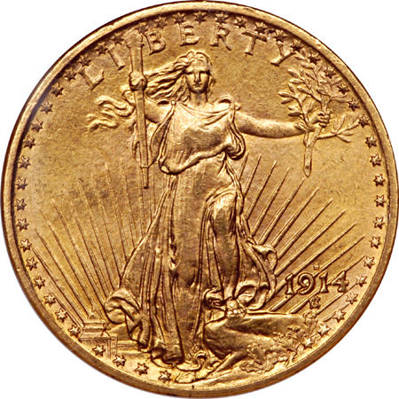 1914-D and 1914-S Saint-Gaudens double-eagles, NGC.
