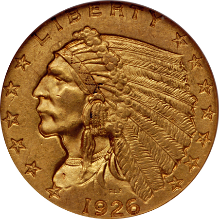 1926 and 1927 Indian quarter-eagles, NGC-MS-61.