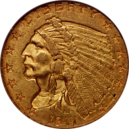 1911 and 1915 Indian quarter-eagles, NGC MS-62.