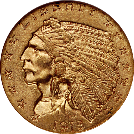 1911 and 1915 Indian quarter-eagles, NGC MS-62.