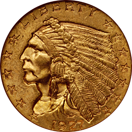 1926 and 1927 Indian quarter-eagles, NGC MS-63.