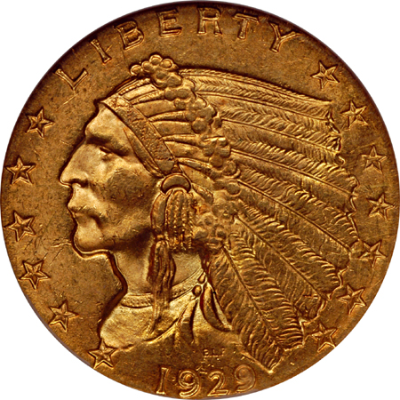 1928 and 1929 Indian quarter-eagles, NGC MS-63.