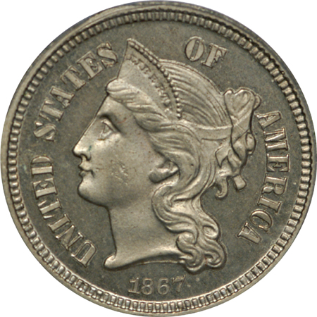 1867 PCGS PF-64.