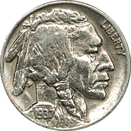 1937-D 3 Legged. VF, polished.