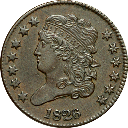 1826 (C-1, R-1) and 1850 (C-1, R-2) half-cents.