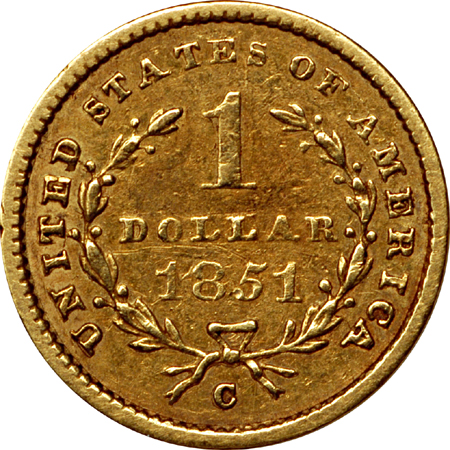 1851-C VF, scratched.