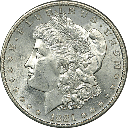 1881-S (lot of six) Morgan dollars, PCGS MS-64.