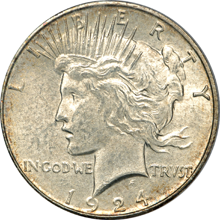 1924-S and 1928 Peace dollars, PCGS.