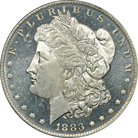 Seven 1883-O Morgan dollars, PCGS MS-63DMPL.