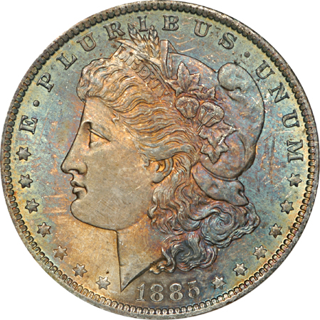 1885-O and 1904-O Morgan dollars, NGC.