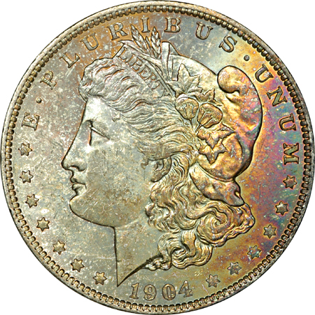 Tube of 1904-O Morgan dollars.