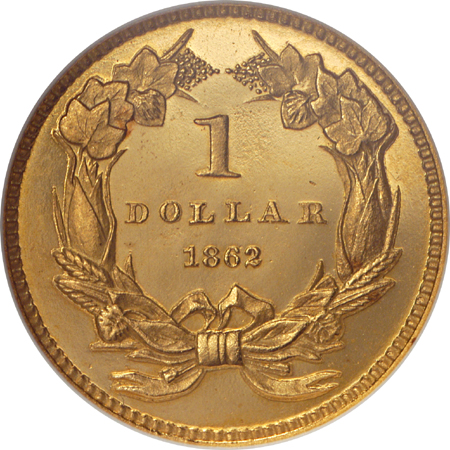 1862 Gold Dollar, NGC PF-67* Ultra Cameo Eliasberg.