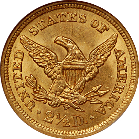 1855 Liberty Head quarter-eagle, NGC MS-62 Eliasberg.