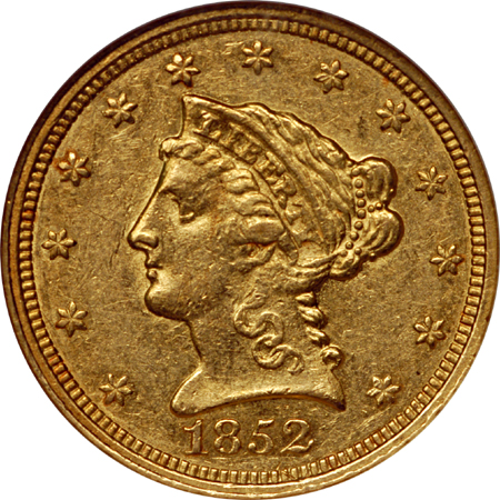 1852-C Liberty Head quarter-eagle, NGC AU-58 Eliasberg.