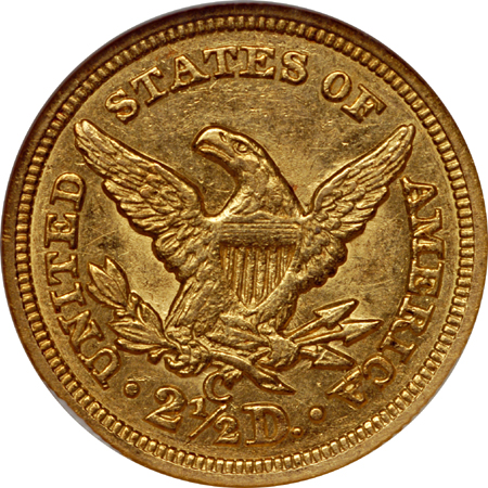 1852-C Liberty Head quarter-eagle, NGC AU-58 Eliasberg.