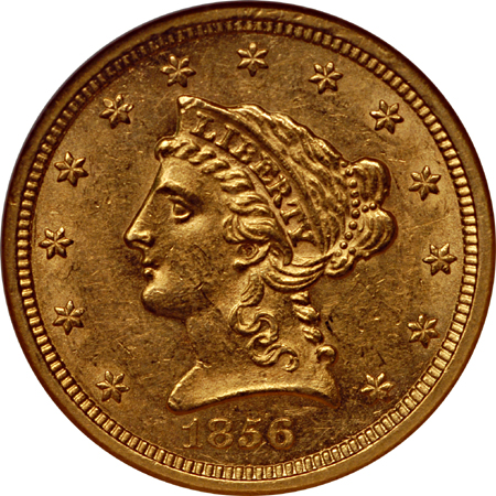 1856-S Liberty Head quarter-eagle, NGC MS-61 Eliasberg.