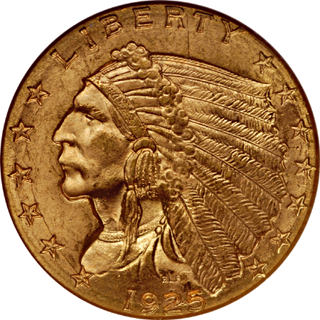 1925-D Indian Head quarter-eagle, NGC MS-64 Eliasberg.