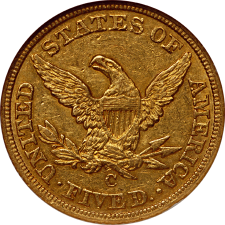 1847-C Liberty Head half-eagle, NGC AU-55 Eliasberg.