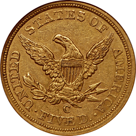 1855-C Liberty Head half-eagle, NGC AU-58 Eliasberg.