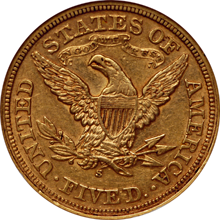 1870-S Liberty Head half-eagle, NGC AU-55 Eliasberg.