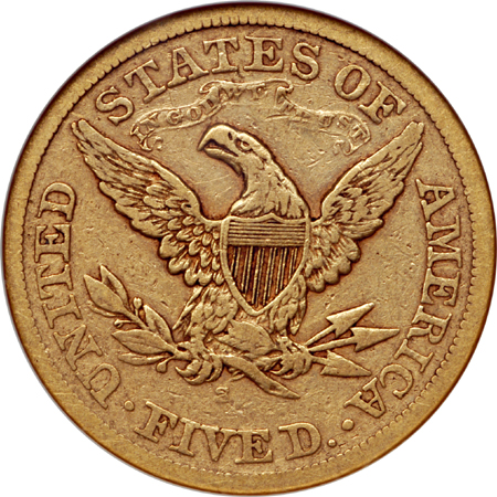 1874-S Liberty Head half-eagle, NGC VF-25 Eliasberg.