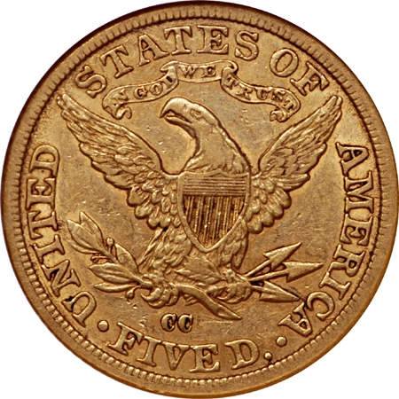 1881-CC Liberty Head half-eagle, NGC AU-53 Eliasberg.