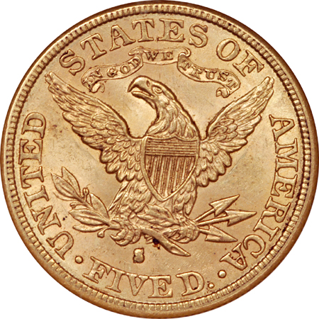 1884-S Liberty Head half-eagle, NGC MS-61 Eliasberg.