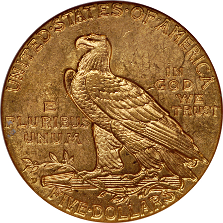 1909-D Indian Head half-eagle, NGC MS-62 Eliasberg.