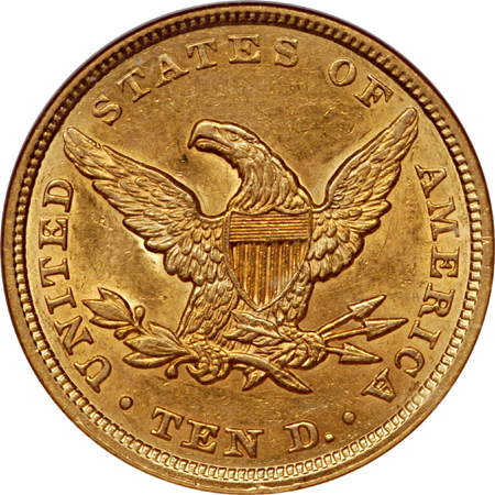 1853 Liberty Head eagle, NGC AU-58 Eliasberg.