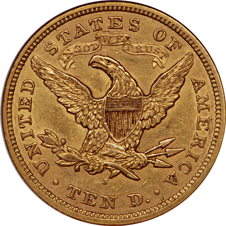 1878-S Liberty Head eagle, NGC AU-58 Eliasberg.