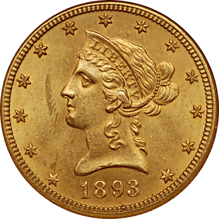 1893-O Liberty Head eagle, NGC MS-62 Eliasberg.