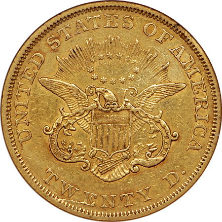 1850 Liberty double-eagle, NGC AU-53 Eliasberg.