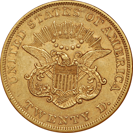 1856 Liberty double-eagle, NGC AU-53 Eliasberg.