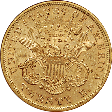 1872-S Liberty double-eagle, NGC AU-55 Eliasberg.