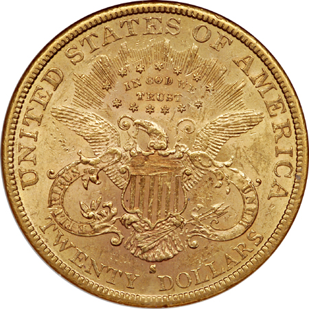 1882-S Liberty double-eagle, NGC AU-58 Eliasberg.