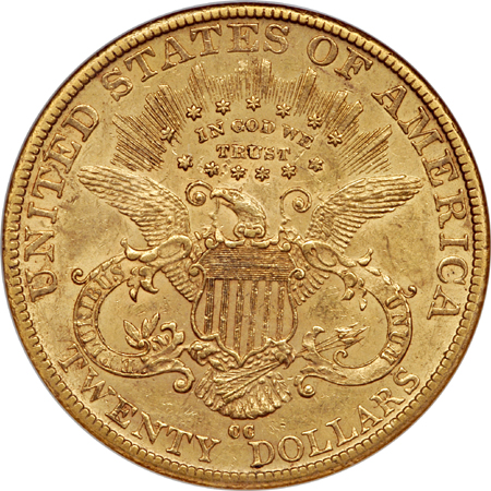 1889-CC Liberty double-eagle, NGC AU-55 Eliasberg.