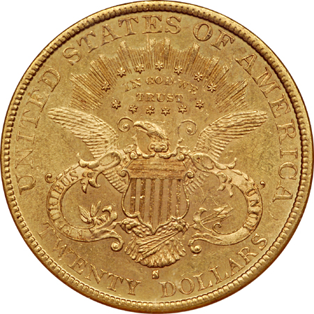 1892-S Liberty double-eagle, NGC MS-61 Eliasberg.