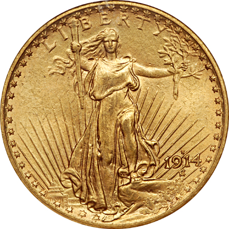 1914-S Saint-Gaudens double-eagle, NGC MS-63 Eliasberg.