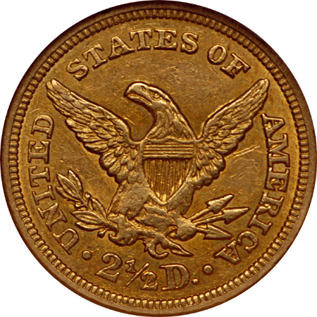 1848-C Liberty Head quarter-eagle, NGC AU-58 Eliasberg.