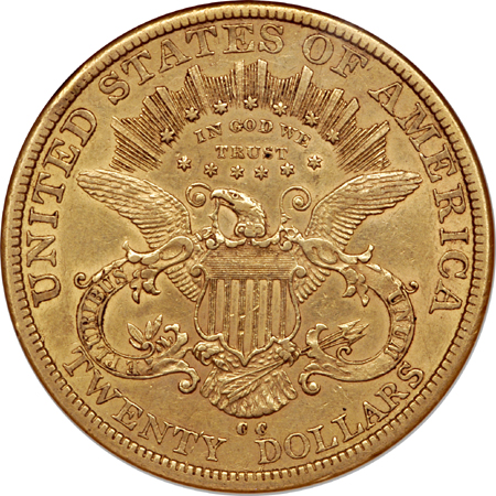 1878-CC Liberty Head double-eagle, NGC AU-50 Eliasberg.