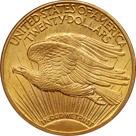 1909/8 Saint-Gaudens double-eagle, NGC MS-61 Eliasberg.