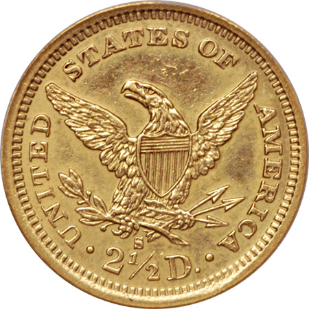 1877-S Liberty Head quarter-eagle, NCS polished, AU Details Eliasberg.