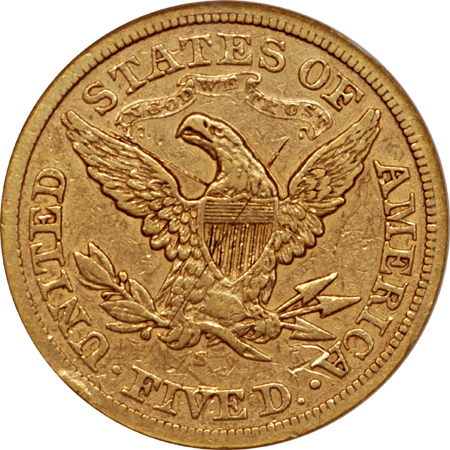 1872-S Liberty Head half-eagle, NCS scratched, VF Details Eliasberg.