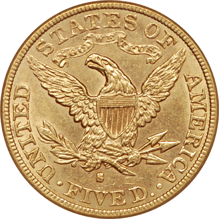 1888-S Liberty Head half-eagle, NCS improperly cleaned, AU Details Eliasberg.