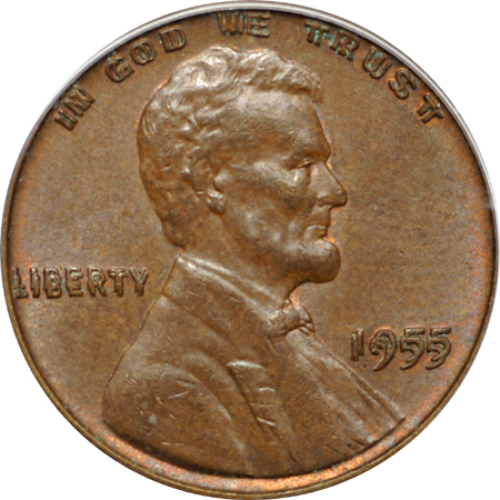 1955 "doubled die" Lincoln cent, PCGS MS-63 BN.